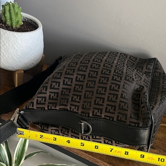 Fendi Brown FF Monogram Shoulder Bag with Black Strap - Picture 14 of 16
